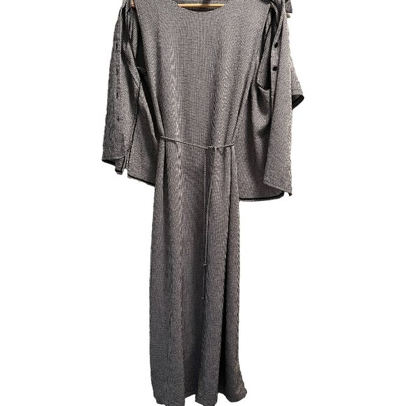 Nancy G: Vintage checkered 2 piece maxi summer dress/short sleeve shirt set - Picture 6 of 11